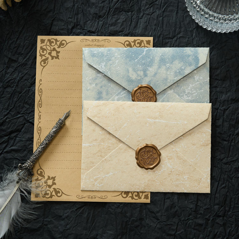 Wax Seal Letter Kit - 5 adet Yaldızlı Gölge Zarf Kanal