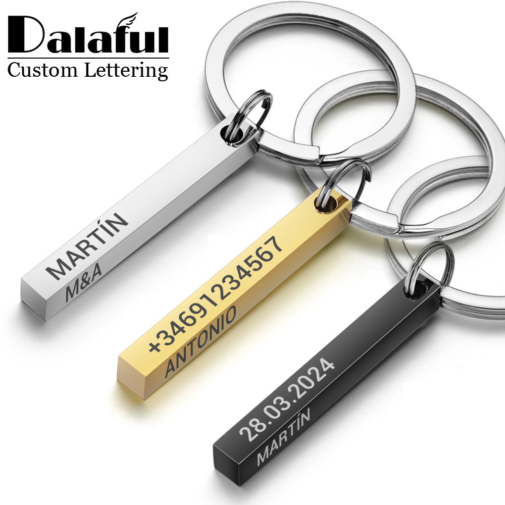 Initial Ring Custom - Paslanmaz Çelik Kişiselleştirilmiş Anahtarlıklar 3D Bar
