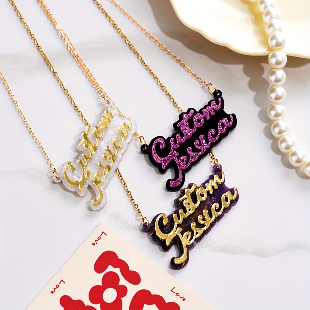 Name Necklace Custom - Kişiye özel çift katmanlı akrilik isim