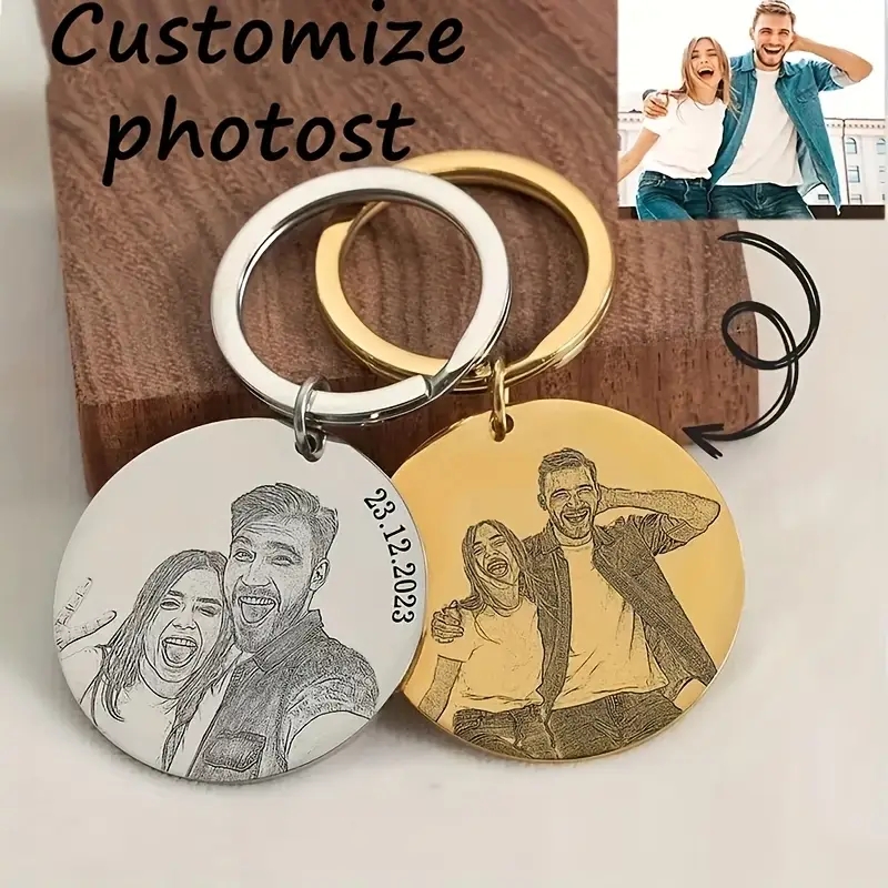 Initial Ring Custom - Kişiye Özel Kazınmış Portre Anahtarlık, Erkek