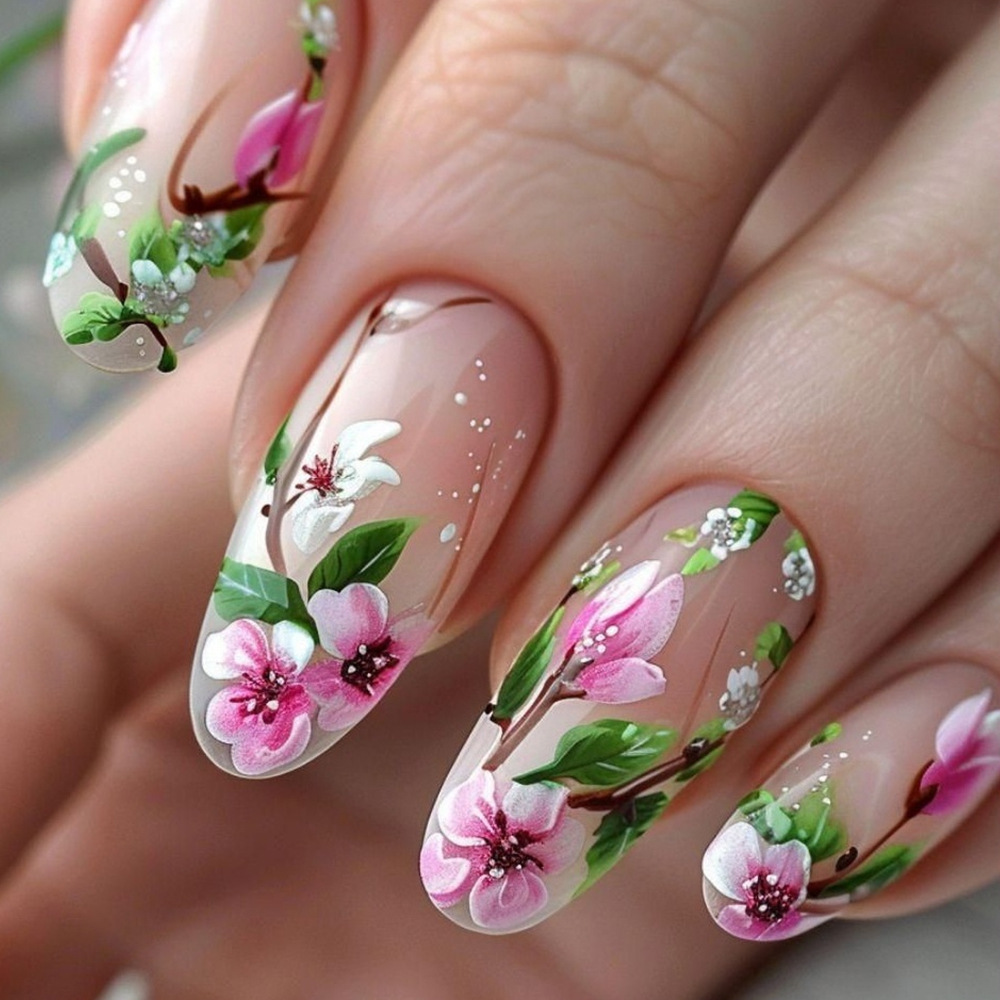 Pressed Flower Art - Kısa Badem Çivi üzerinde Basın 3D