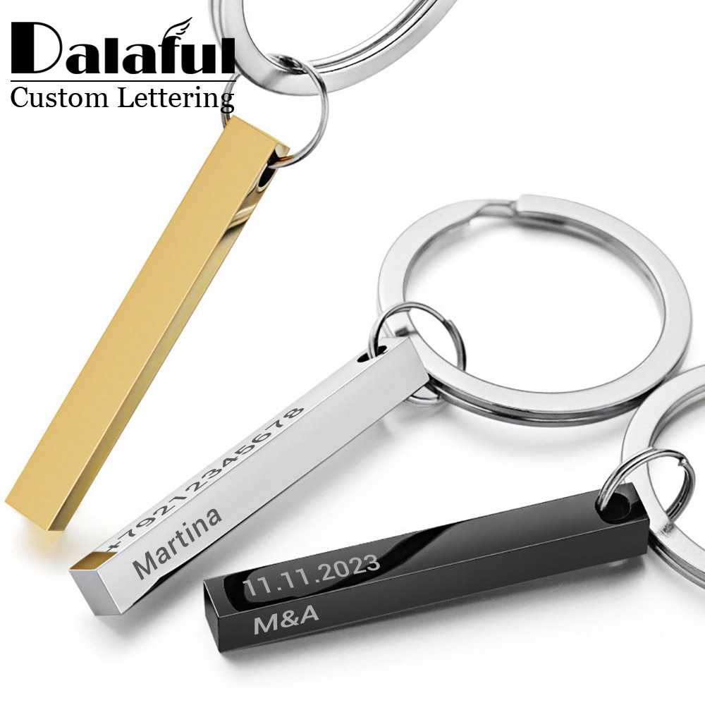 Initial Ring Custom - Kişiselleştirin Anahtarlıklar 3D Bar Paslanmaz Çelik