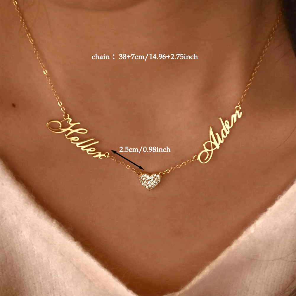 Kadınlar için özel iki isim ko - Name Necklace Custom incelemesi ve fiyatı